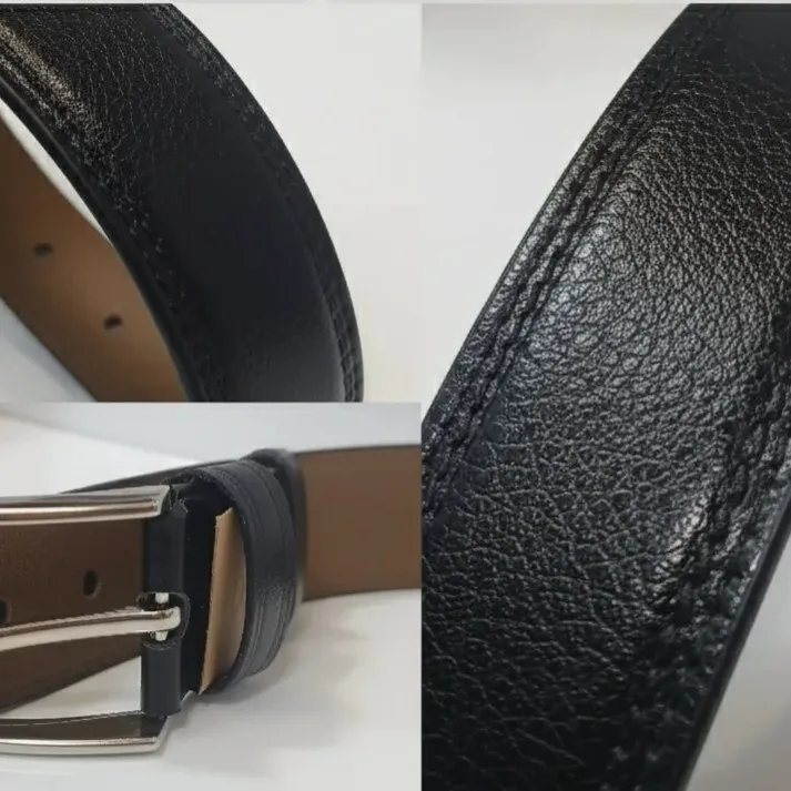 کمربند مردانه چرم مصنوعی مشکی کلاسیک دور دوخت