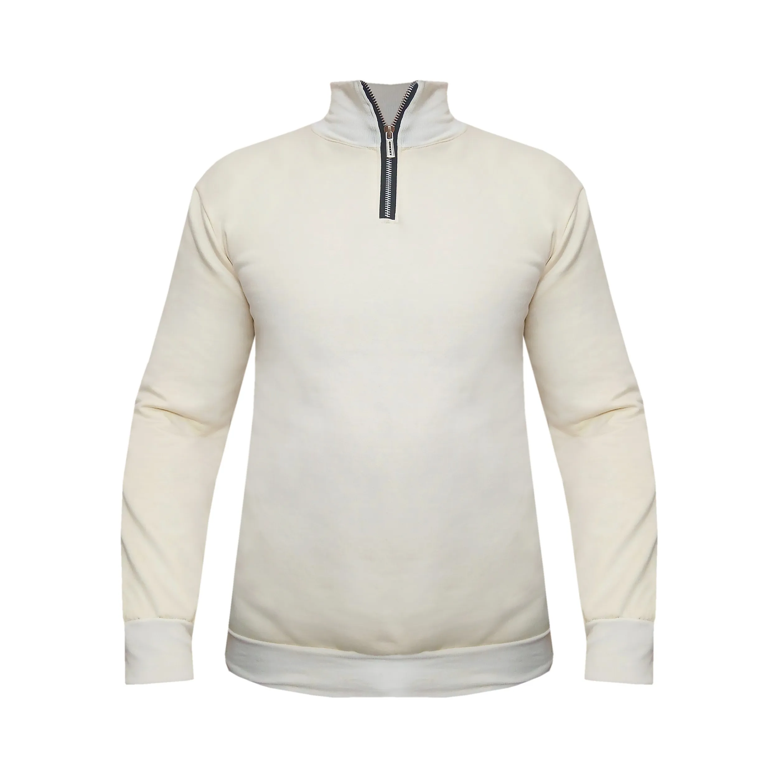 هودی نیم زیپ مردانه کرم دورس اسپان داخل کرک تن خور شیک
