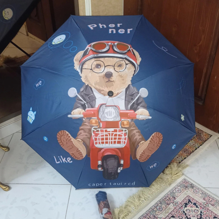 چتر تاشو کودک و نوجوان طرح تدی ضد باد 4 فنر