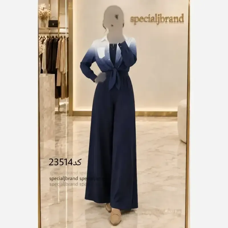 ست شومیز اورال جنس لینن و سوپر سافت رنگ بندی مشکی آبی آسمانی قهوهای سرمهای سایز 38 تا 46
