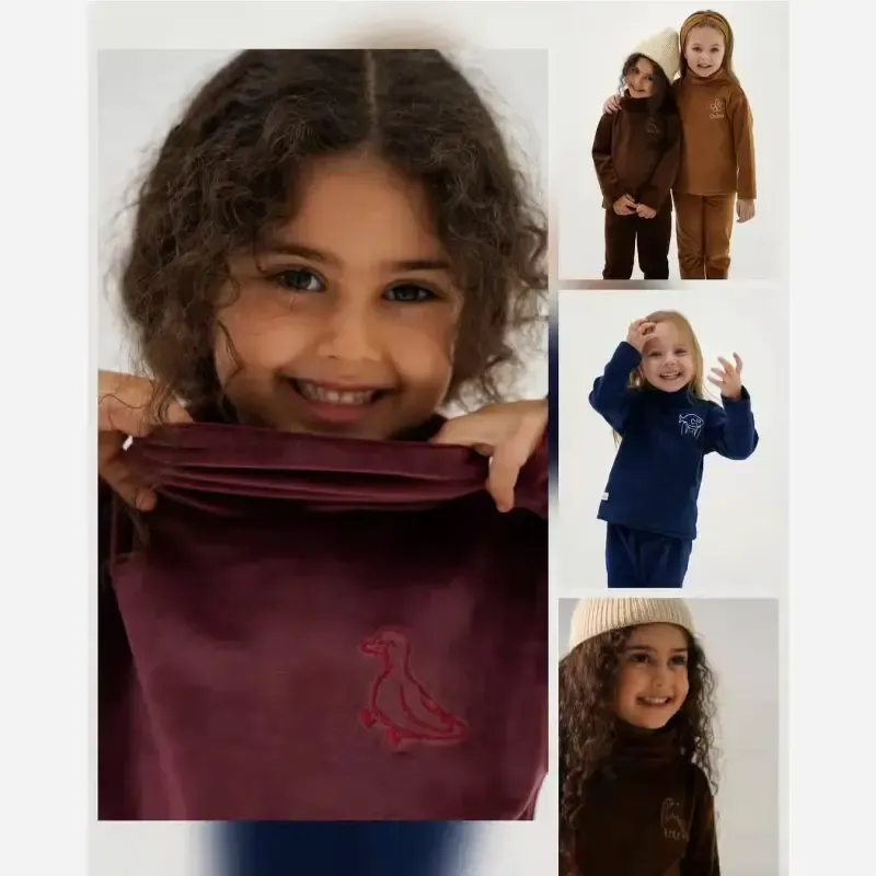 ست بلوز شلوار مخمل پتویی بچگانه مناسب 1 تا 11 سال