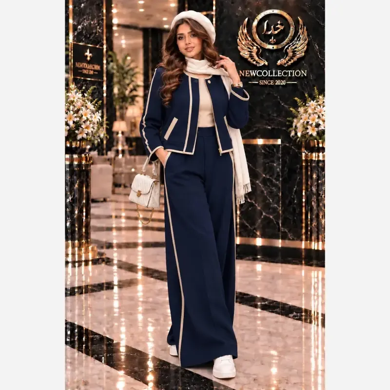 ست سویشرت و شلوار زنانه جنس سوپر مازراتی رنگ مشکی قهوه ای سرمه ای سایز فری 38 تا 46