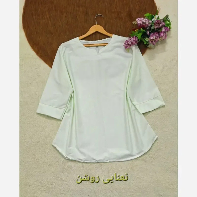 شومیز نخی ساده و دیپلمات یقه کوبایی زنانه فری سایز