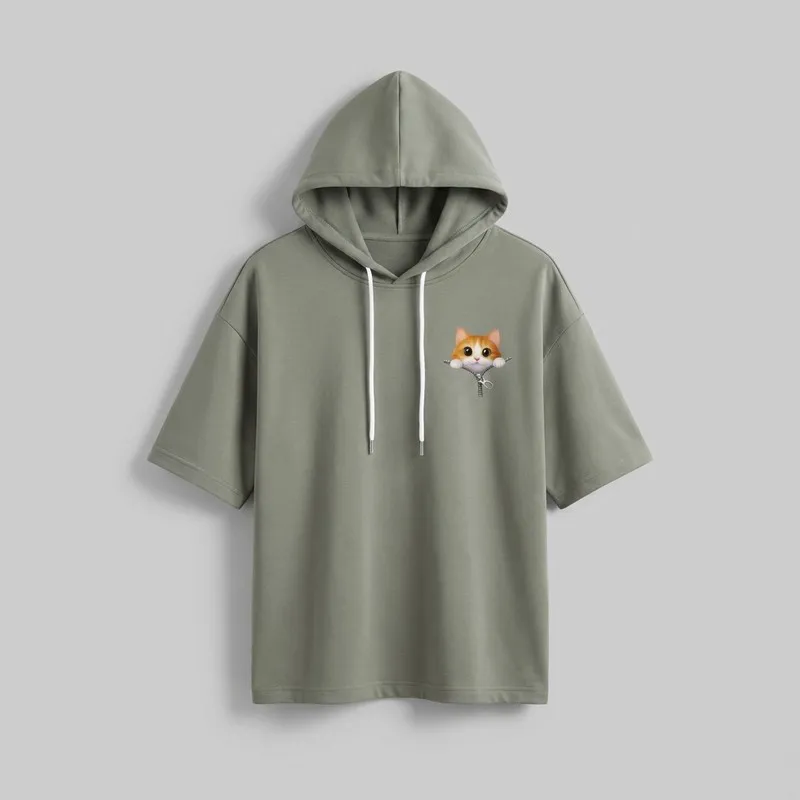 تی شرت زنانه نخی طرح حیوانات مدل butifull cat آستین کوتاه یقه گرد